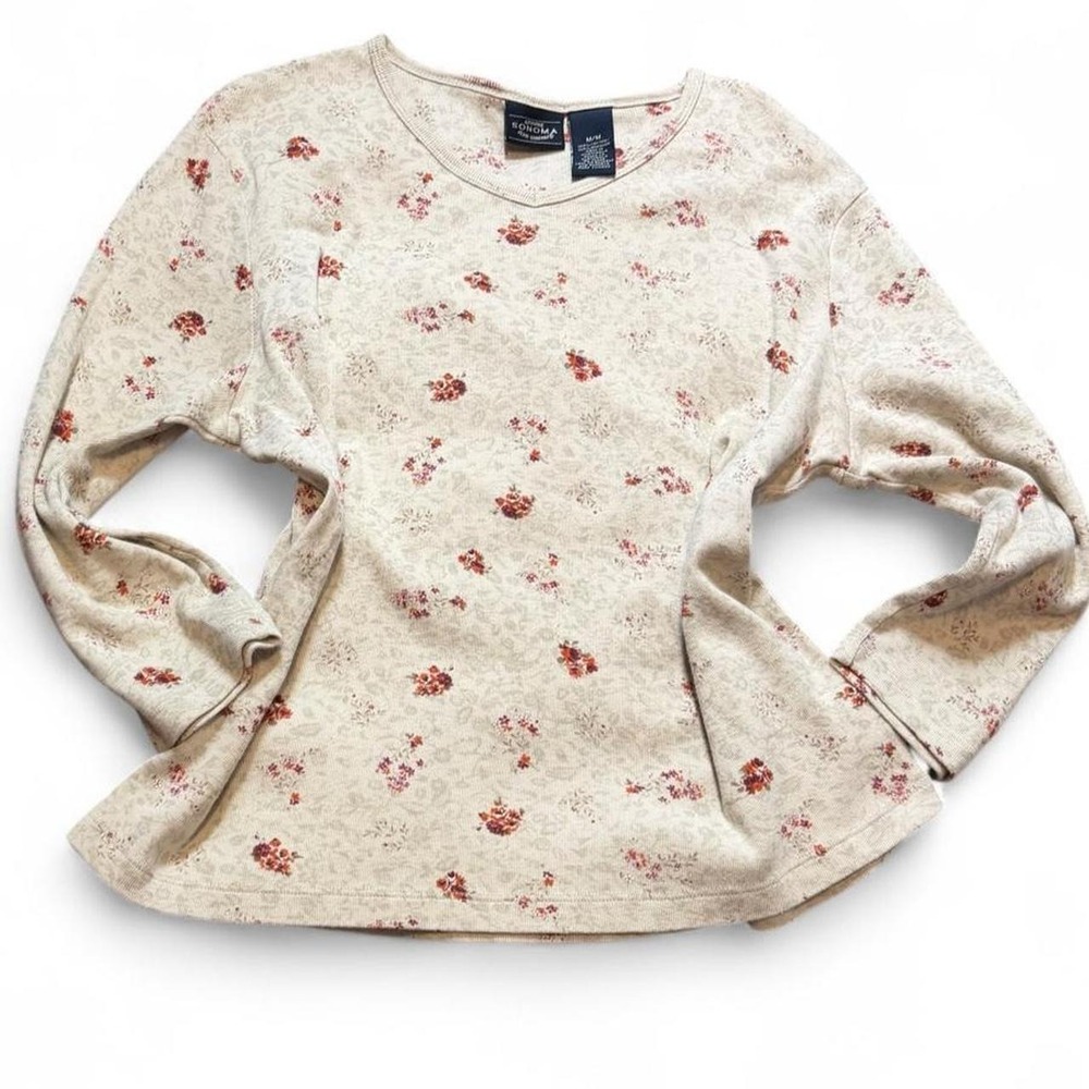 Vintage 90s Sonoma Jean Company Floral Waffle Knit Top, Women's Size M
